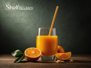 orange juice in a glass with slices