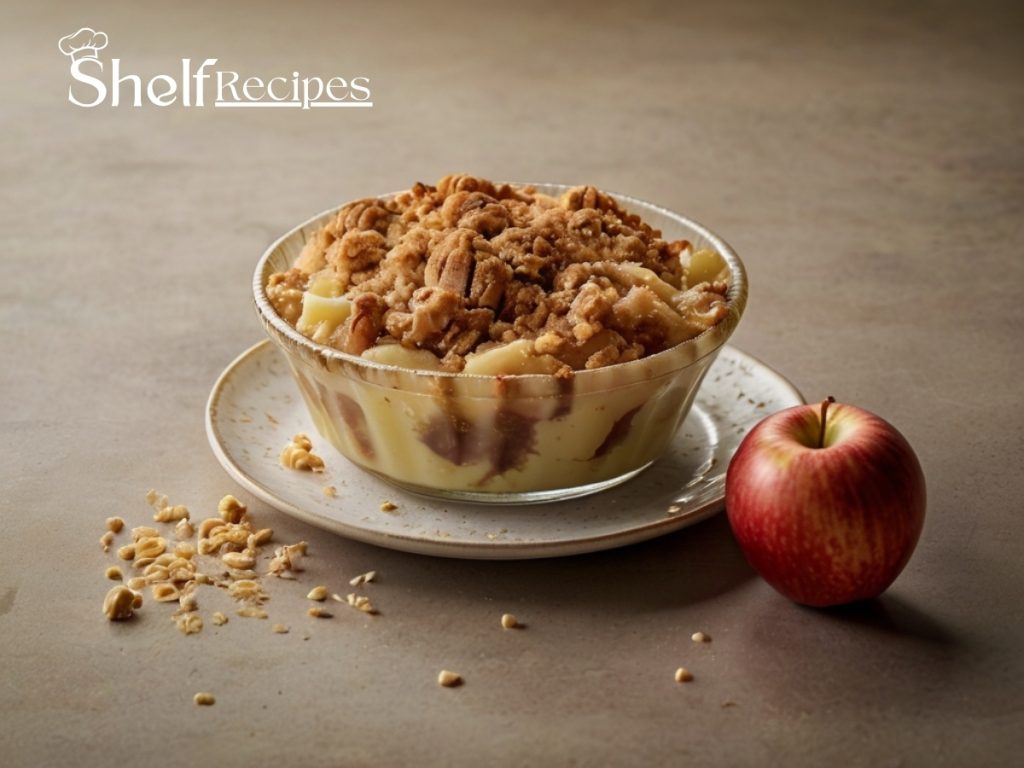 Apple crumble with a golden crisp topping