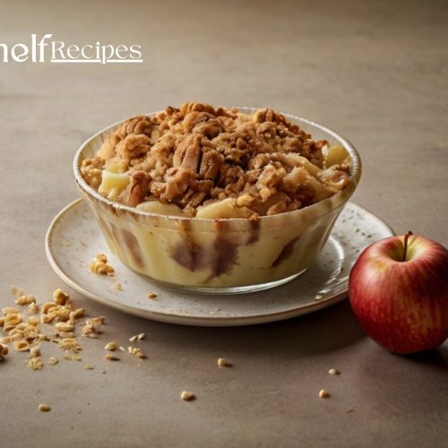 Apple crumble with a golden crisp topping