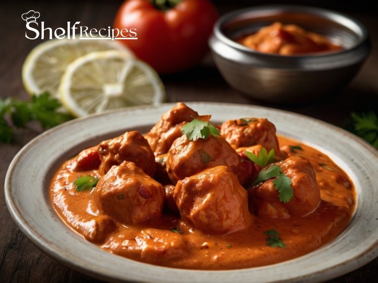 Tikka Masala served neatly in a dish, showcasing tender chicken pieces coated in a rich, creamy tomato sauce with visible spices