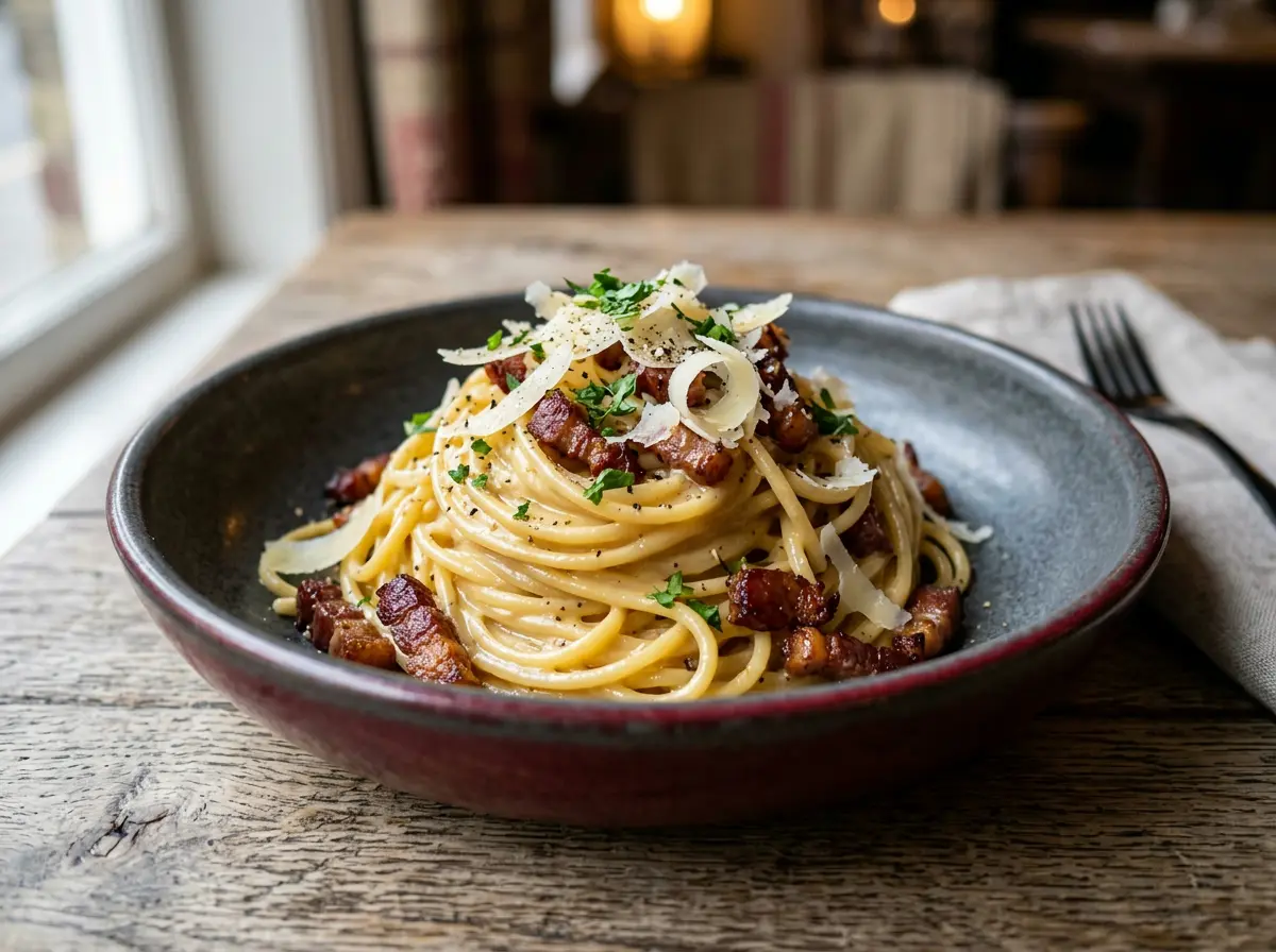 beef bacon carbonara