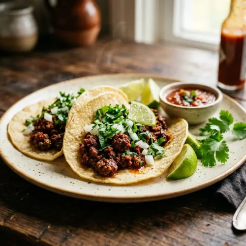 beef chorizo tacos