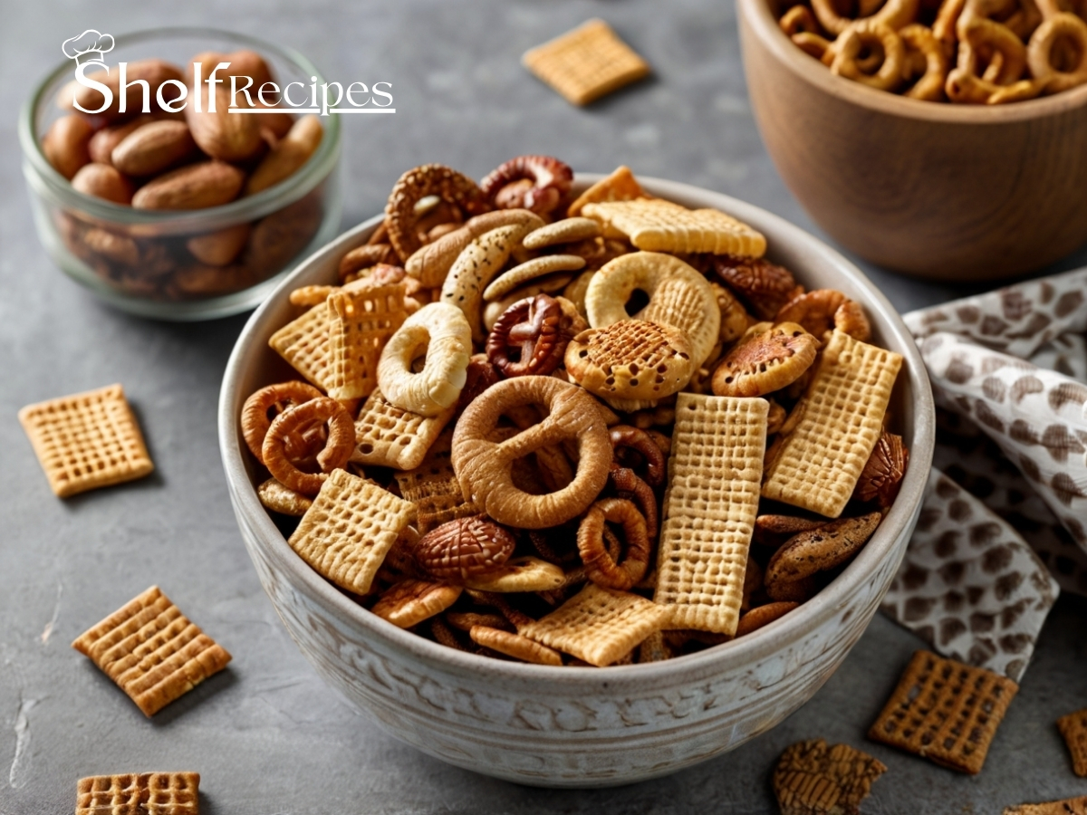 A delicious and crunchy homemade Chex Mix featuring a blend of Chex cereals, pretzels, nuts, and bagel chips, coated in a savory seasoning. Perfect for snacking, parties, or gifting, with customizable flavors like spicy, sweet, or smoky.